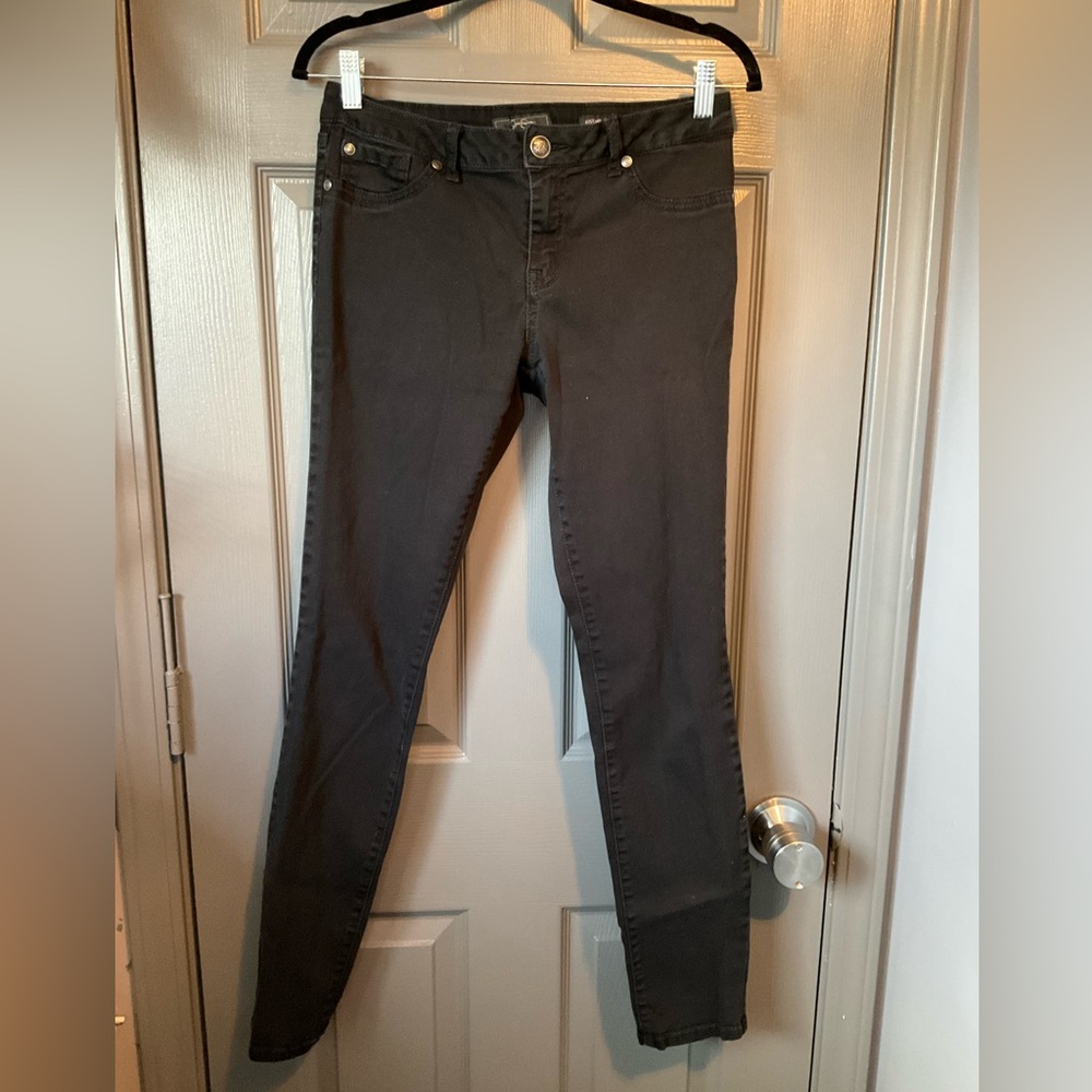 Jessica Simpson Black Skinny Jeggings with Gold-Tone Accents